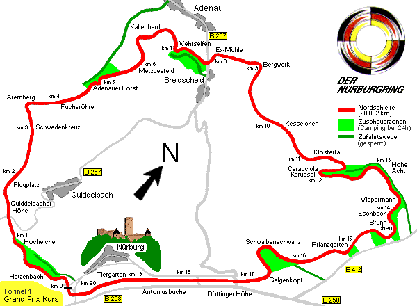 Carte du Nurburgring Nordschleife